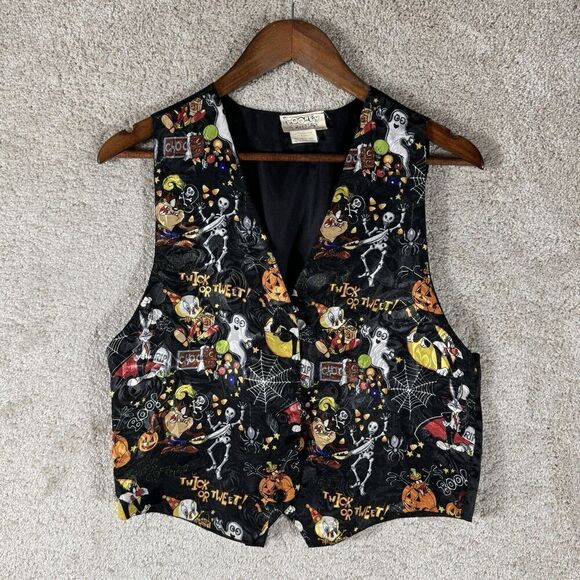Looney Tunes Vintage Twick Or Tweet Character Vest Halloween One Size Black - Picture 1 of 11